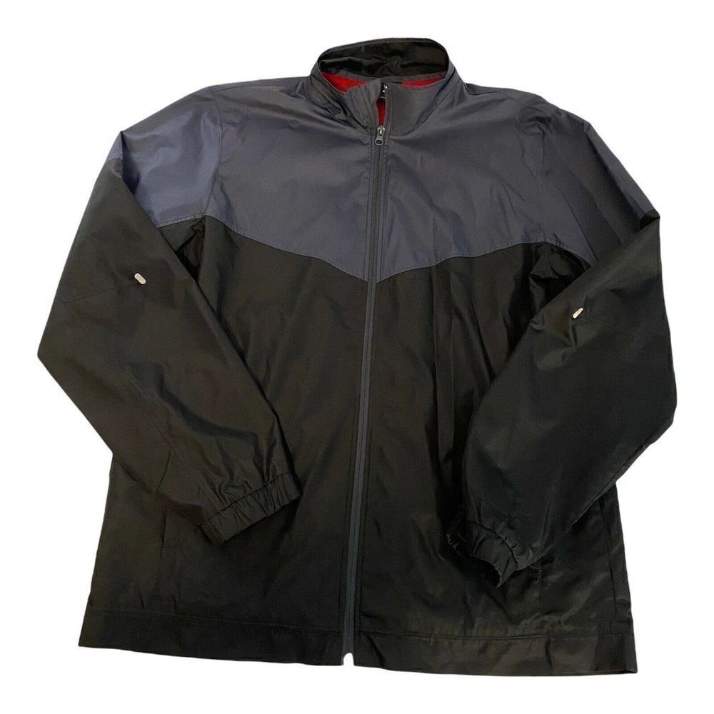 Starter Mens Windbreaker Jacket Full Zip Size M Black and Gray Tu Tone